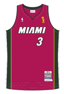 Men's Miami Heat Dwayne Wade Mitchell & Ness Red 2005-06 Hardwood Classics Authentic Jersey