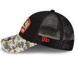 Men's New Era Black/Camo Chicago Bears "C" 2021 Salute To Service Trucker 9FORTY Snapback Adjustable Hat