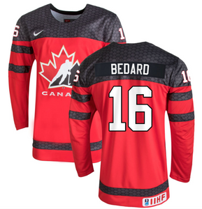 Men's Nike Red IIHF International Hockey Team Canada Connor Bedard Replica Jersey