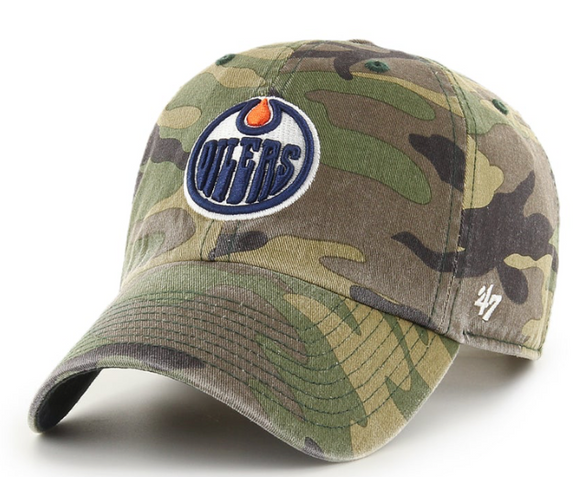 Men's Edmonton Oilers Camo Camouflage Clean up Adjustable Hat Cap One Size Fits Most