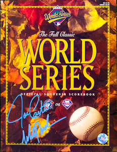 Joe Carter & Mitch Williams Dual Signed Official 1993 World Series Program MLB Baseball