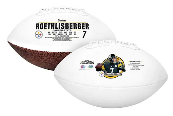 Ben Roethlisberger Pittsburgh Steelers NFL Career Stats White Panel Full Size Football