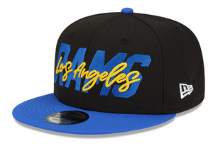 Men's Los Angeles Rams New Era Black/Royal 2022 NFL Draft 9FIFTY Snapback Adjustable Hat