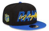 Men's Los Angeles Rams New Era Black/Royal 2022 NFL Draft 9FIFTY Snapback Adjustable Hat