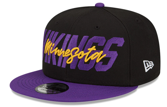 Men's Minnesota Vikings New Era Black/Purple 2022 NFL Draft 9FIFTY Snapback Adjustable Hat