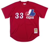 Men's Montreal Expos Larry Walker Mitchell & Ness Red Cooperstown Mesh Batting Practice Jersey