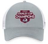 Colorado Avalanche Fanatics Branded 2022 Stanley Cup Champions - Locker Room Trucker Adjustable Hat - Gray/White