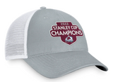 Colorado Avalanche Fanatics Branded 2022 Stanley Cup Champions - Locker Room Trucker Adjustable Hat - Gray/White