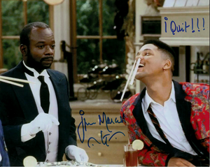 Joseph Marcell Fresh Prince of Bel Air "Geoffrey Butler" Signed 8x10 With Inscription - "I Quit!!!"