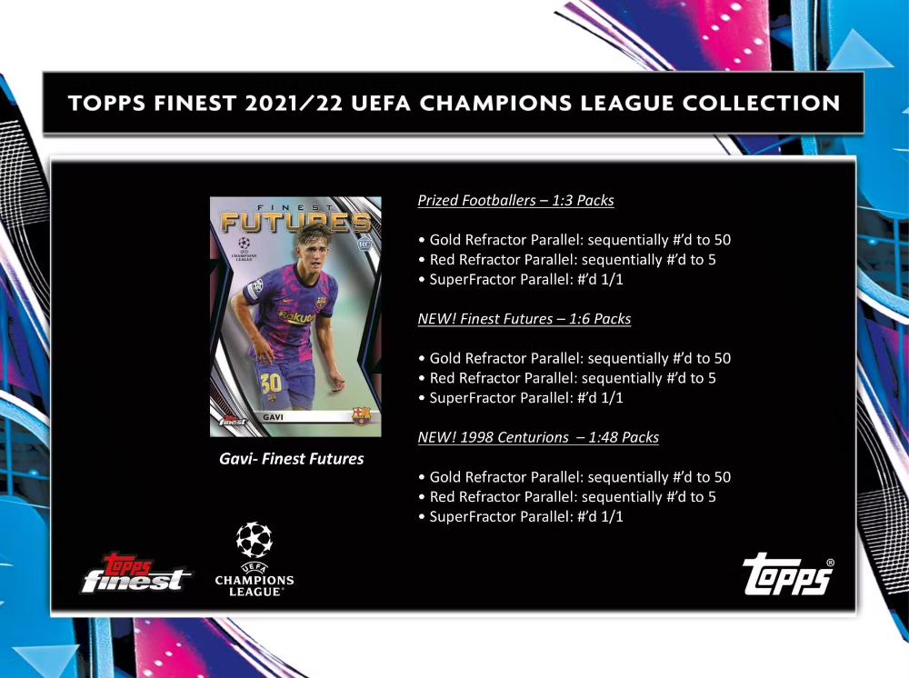 2021/22 Topps Finest UEFA Champions League Soccer Hobby Box 2 Mini