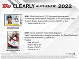 2022 Topps Clearly Authentic Baseball Hobby Box 1 Pack Per Box, 1 Card Per Pack