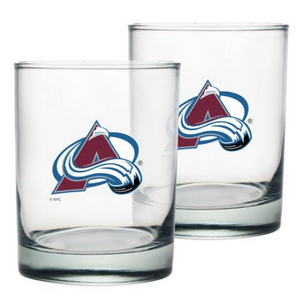 Colorado Avalanche Rocks Glass Set of Two 13.5oz NHL Hockey - Mustang Glassware