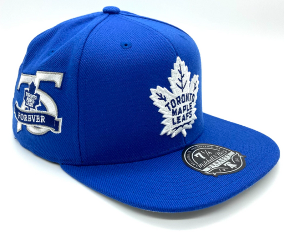 Men’s NHL Toronto Maple Leafs Mitchell & Ness Vintage 75th Anniversary Fitted Hat – Blue