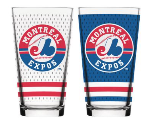 Montreal Expos MLB Baseball Mixing Glass Set of Two 16oz Full Logo in Gift Box