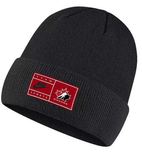Men's Nike Black Team Canada International Hockey -  Cuffed Knit Hat with Wordmark