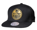 Men’s NHL Edmonton Oilers Mitchell & Ness Gold Touch Snapback Hat – Black