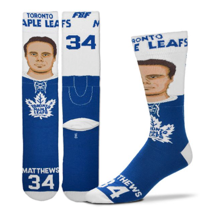 Toronto Maple Leafs Auston Matthews Mugshot Socks Size Large Made by FBF Originals - Bleacher Bum Collectibles, Toronto Blue Jays, NHL , MLB, Toronto Maple Leafs, Hat, Cap, Jersey, Hoodie, T Shirt, NFL, NBA, Toronto Raptors