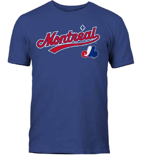Men's Montreal Expos Royal City Pride Wordmark & Logo MLB Baseball T Shirt - Multiple Sizes - Bleacher Bum Collectibles, Toronto Blue Jays, NHL , MLB, Toronto Maple Leafs, Hat, Cap, Jersey, Hoodie, T Shirt, NFL, NBA, Toronto Raptors