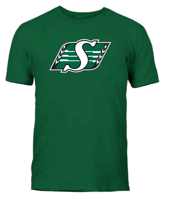 Men's Saskatchewan Roughriders Green Primary Logo CFL Football T Shirt - Multiple Sizes - Bleacher Bum Collectibles, Toronto Blue Jays, NHL , MLB, Toronto Maple Leafs, Hat, Cap, Jersey, Hoodie, T Shirt, NFL, NBA, Toronto Raptors