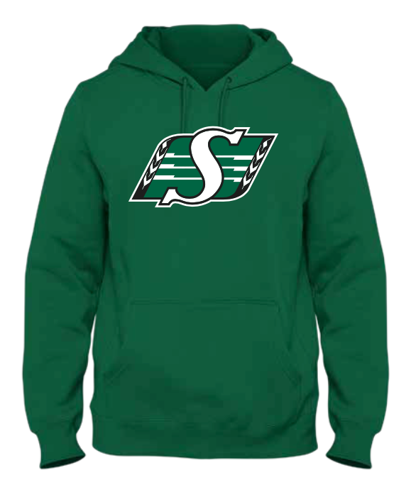 Men's Saskatchewan Roughriders Green Primary Logo CFL Football Hooded Sweatshirt - Multiple Sizes - Bleacher Bum Collectibles, Toronto Blue Jays, NHL , MLB, Toronto Maple Leafs, Hat, Cap, Jersey, Hoodie, T Shirt, NFL, NBA, Toronto Raptors