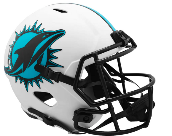 Miami Dolphins Riddell White Lunar Eclipse Full Size Replica NFL Football Helmet