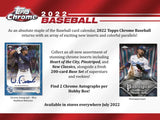 2022 Topps Chrome Baseball Hobby Box 24 Packs Per Box, 4 Cards Per Pack