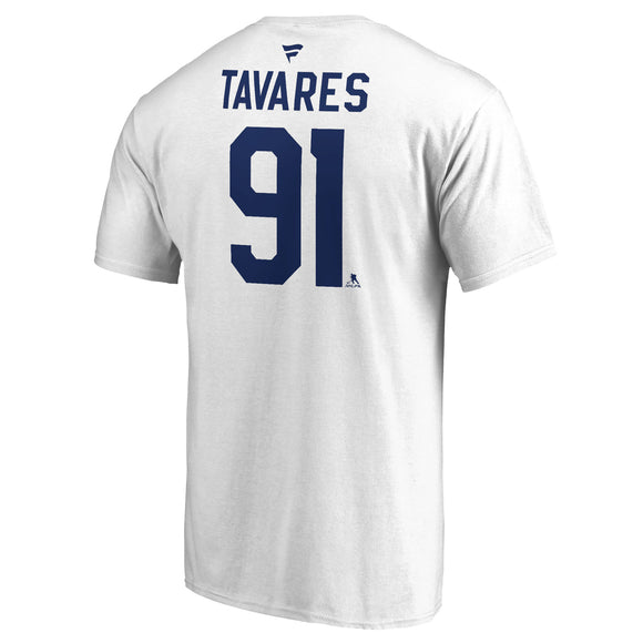 Men's Toronto Maple Leafs John Tavares Fanatics Branded White Authentic Stack – Name & Number T-Shirt - Bleacher Bum Collectibles, Toronto Blue Jays, NHL , MLB, Toronto Maple Leafs, Hat, Cap, Jersey, Hoodie, T Shirt, NFL, NBA, Toronto Raptors