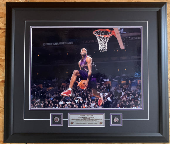 Toronto Raptors Vince Carter Dunk Contest 16x20 Picture Framed With Pins & Plaque