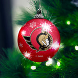 Ottawa Senators Primary Logo Light Up Single Ball Christmas Ornament Snowy - 2 Pack