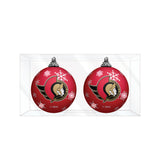 Ottawa Senators Primary Logo Light Up Single Ball Christmas Ornament Snowy - 2 Pack
