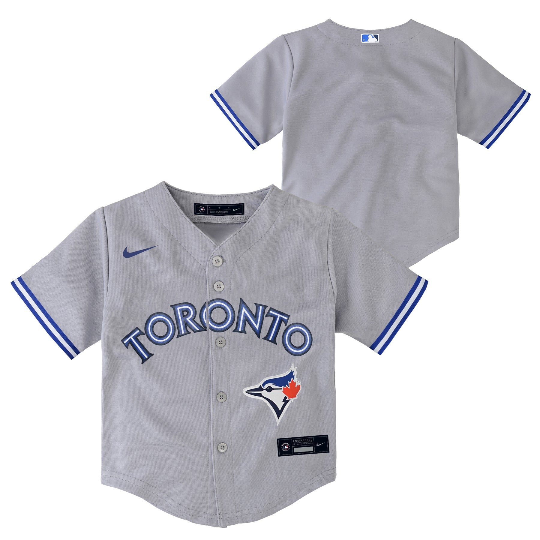 Toronto Blue Jays Jersey Youth Boys Large Gray T-Shirt Button Baseball MLB