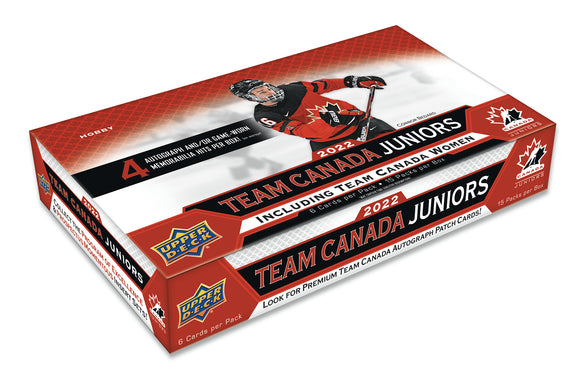 2022 Upper Deck Team Canada World Juniors Hockey Hobby Box 15 Packs Per Box, 6 Cards Per Pack