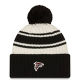 Men's Atlanta Falcons New Era Cream/Black 2022 Sideline Sport Cuffed Pom Knit Hat