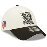 Men's Las Vegas Raiders New Era Cream/Black 2022 Sideline 39THIRTY 2-Tone Flex Hat