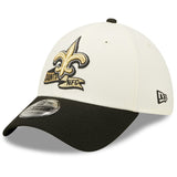 Men's New Orleans Saints New Era Cream/Black 2022 Sideline 39THIRTY 2-Tone Flex Hat