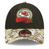 Men's Kansas City Chiefs New Era Black/Camo 2022 Salute To Service 9FORTY Snapback Trucker Hat