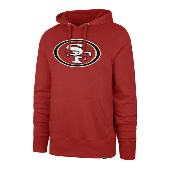 Men's San Francisco 49ers NFL Football Imprint Headline Team Colour Logo Pullover Red Hoodie