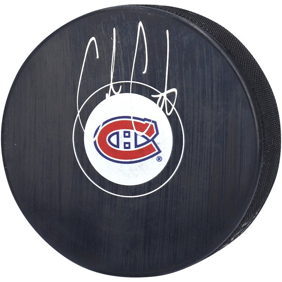 Cole Caufield Montreal Canadiens Autographed Logo NHL Hockey Puck