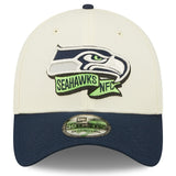 Men's Seattle Seahawks New Era Cream/College Navy 2022 Sideline 39THIRTY 2-Tone Flex Hat