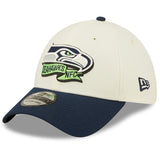 Men's Seattle Seahawks New Era Cream/College Navy 2022 Sideline 39THIRTY 2-Tone Flex Hat