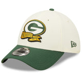 Men's Green Bay Packers New Era Cream/Green 2022 Sideline 39THIRTY 2-Tone Flex Hat