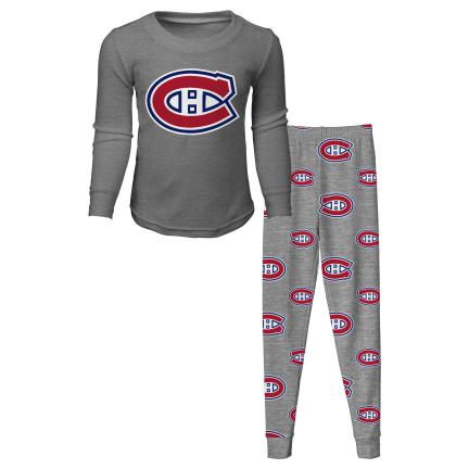 Montreal Canadiens 2 Piece Toddler Pyjamas Grey Primary Logo Shirt & Pants Set - Multiple Sizes