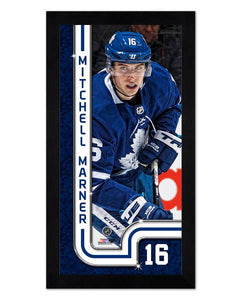 Toronto Maple Leafs Mitch Marner 6.75" x 13" Mini Glass Front Frame NHL Hockey - Bleacher Bum Collectibles, Toronto Blue Jays, NHL , MLB, Toronto Maple Leafs, Hat, Cap, Jersey, Hoodie, T Shirt, NFL, NBA, Toronto Raptors