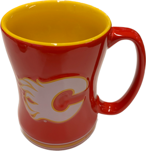 Calgary Flames Primary Logo Red Black NHL Hockey 14oz Sculpted C-Handle Mug - Version 1