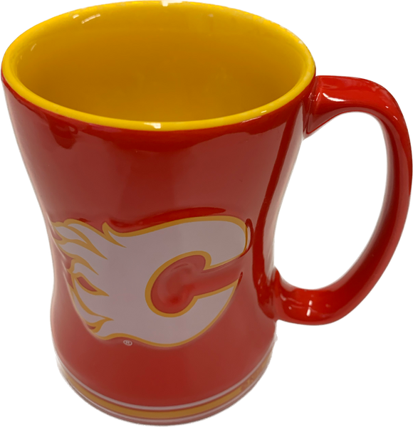Calgary Flames Primary Logo Red Black NHL Hockey 14oz Sculpted C-Handle Mug - Version 1