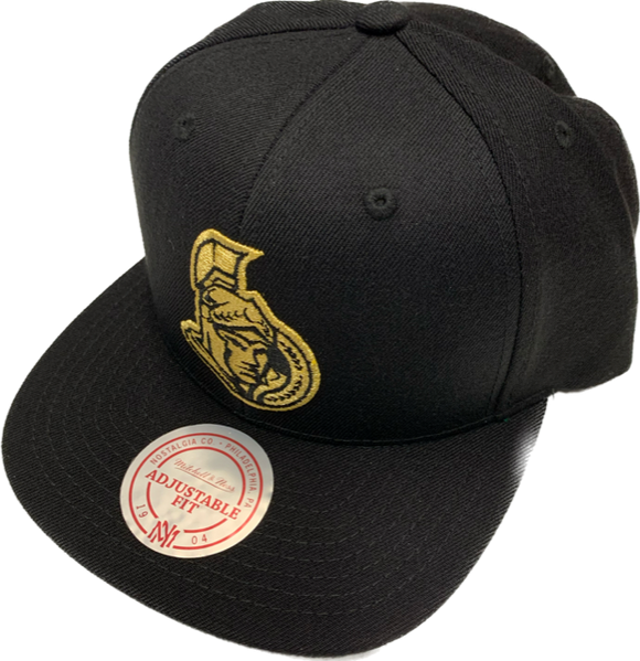 Men’s NHL Ottawa Senators Mitchell & Ness Gold Touch Snapback Hat – Black