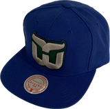 Men’s NHL Hartford Whalers Mitchell & Ness Alternate Flip Snapback Hat – Blue