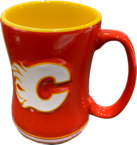 Calgary Flames Primary Logo Red Black NHL Hockey 14oz Sculpted C-Handle Mug - Version 2