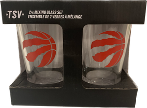 Toronto Raptors NBA Basketballl Mixing Glass Set of Two 16oz Full Logo in Gift Box