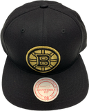 Men’s NHL Boston Bruins Mitchell & Ness Gold Touch Snapback Hat – Black